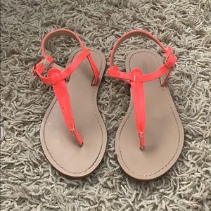 Girls Crewcuts Neon Coral Thong Sandal